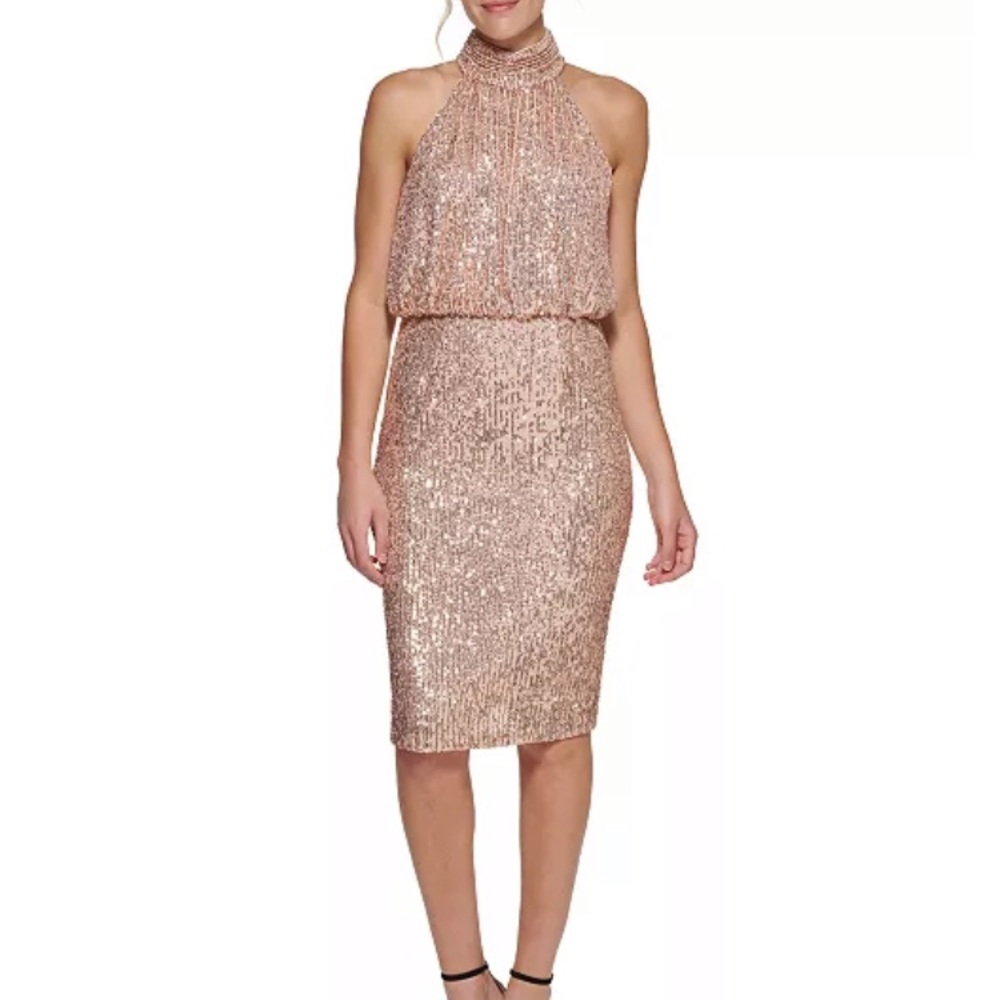 NWT ELIZA J Sequinned Blouson Shift Dress size 8